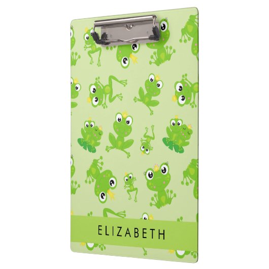 カエルの柄、グリーンカエル、カエルの王子、お名前 クリップボード (左)