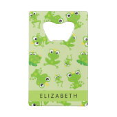 カエルの柄、グリーンカエル、カエルの王子、お名前 クレジットカード栓抜き (裏面)