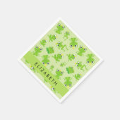 カエルの柄、グリーンカエル、カエルの王子、お名前 スタンダードカクテルナプキン (角)