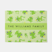 カエルの柄、グリーンカエル、カエルの王子、お名前 ドアマット (正面)