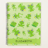 カエルの柄、グリーンカエル、カエルの王子、お名前 プランナー手帳 (正面)