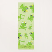 カエルの柄、グリーンカエル、カエルの王子、お名前 ヨガマット (裏面)