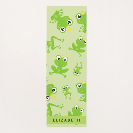 カエルの柄、グリーンカエル、カエルの王子、お名前 ヨガマット (裏面)