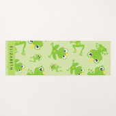 カエルの柄、グリーンカエル、カエルの王子、お名前 ヨガマット (正面(横))