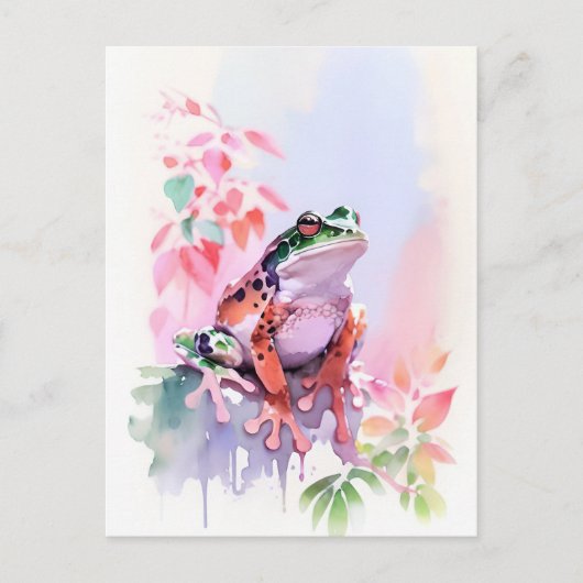 カエルの水彩ポートレート2 ポストカード (正面)
