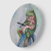 カエルの水彩丸(大)壁時計 ラージ壁時計 (傾斜)