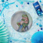 カエルの水彩画の紙皿7つ ペーパープレート (パーティー)