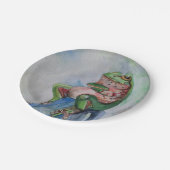 カエルの水彩画の紙皿7つ ペーパープレート (アングル)