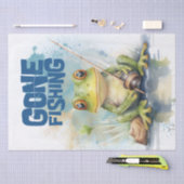 カエルの水彩魚釣り 薄葉紙 (クラフト)