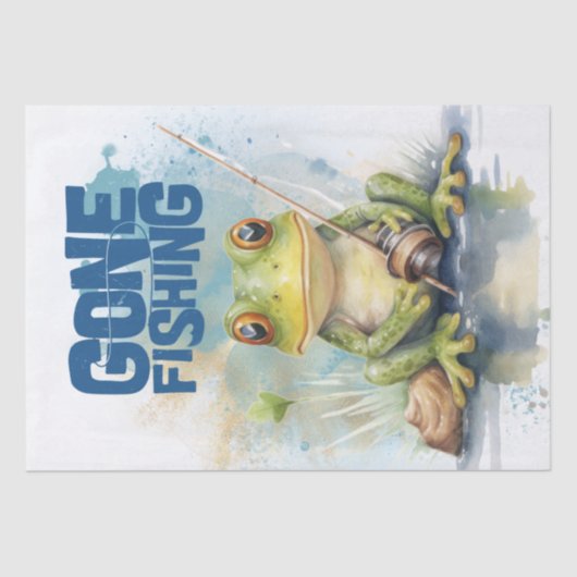 カエルの水彩魚釣り 薄葉紙 (正面)