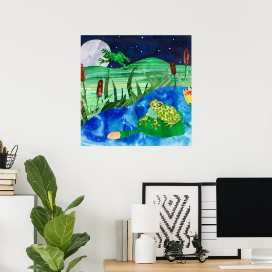 カエルの池の夜歌 ポスター (ホームオフィス)