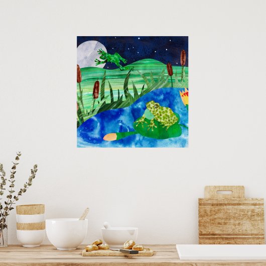 カエルの池の夜歌 ポスター (キッチン)