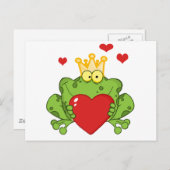 カエルの王子が赤いハート ポストカード (正面/裏面)