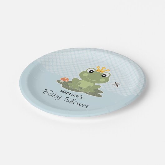 カエルの王子男の赤ちゃんのシャワー ペーパープレート (アングル)