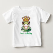 カエルの王子金ゴールド王冠おとぎ話1歳の誕生日 ベビーTシャツ (正面)