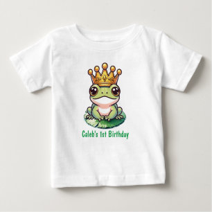 カエルの王子金ゴールド王冠おとぎ話1歳の誕生日 ベビーTシャツ