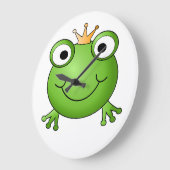 カエルの王子。 幸せなカエル ラージ壁時計 (傾斜)
