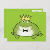 カエルの王子 – 王冠の美しい水陸両生が待ち受ける ポストカード (正面/裏面)