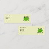 カエルの王子。 王冠を持つ微笑のカエル スキニー名刺 (正面/裏面)