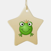 カエルの王子。 王冠を持つ微笑のカエル セラミックオーナメント (右)