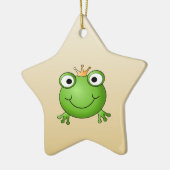 カエルの王子。 王冠を持つ微笑のカエル セラミックオーナメント (左)