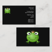 カエルの王子。 王冠を持つ微笑のカエル 名刺 (正面/裏面)