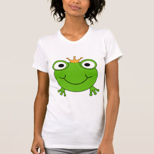 カエルの王子。 王冠を持つ微笑のカエル Tシャツ