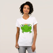 カエルの王子。 王冠を持つ微笑のカエル Tシャツ (正面フル)