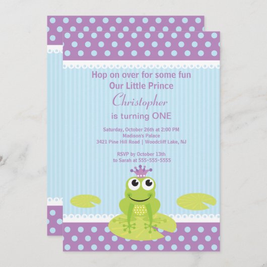 カエルの王子Birthdayのパーティの招待状 招待状 (正面/裏面)