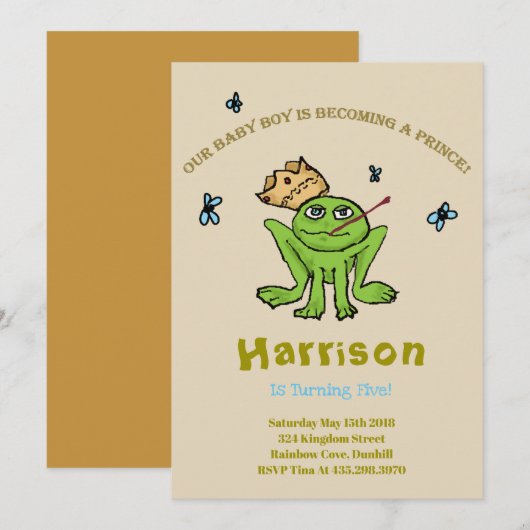 カエルの王子Birthday Invitation 招待状 (正面/裏面)