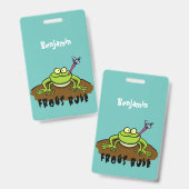 カエルの王様 面白い緑のカエル漫画 バッジ (正面＆裏面)