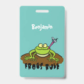 カエルの王様 面白い緑のカエル漫画 バッジ (裏面)