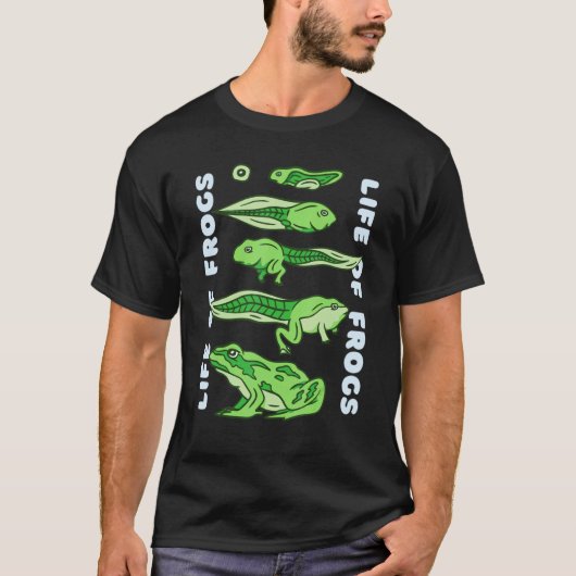 カエルの生き方かわいい進化の生き方 Tシャツ (正面)