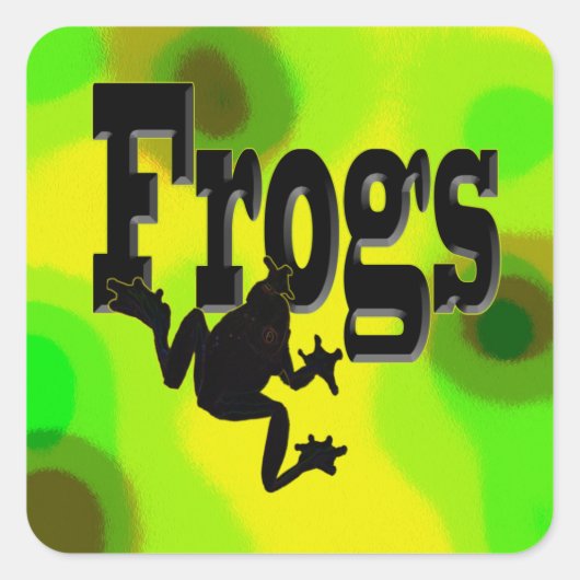 カエルの登山のシルエット スクエアシール (正面)