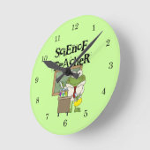 カエルの科学の教師 ラウンド壁時計 (傾斜)