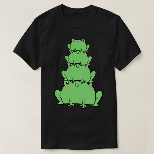 カエルの積み重ねおもしろい Tシャツ (デザイン正面)
