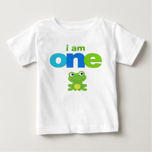 カエルの第1誕生日のTシャツの幼児のベビーの子供 ベビーTシャツ