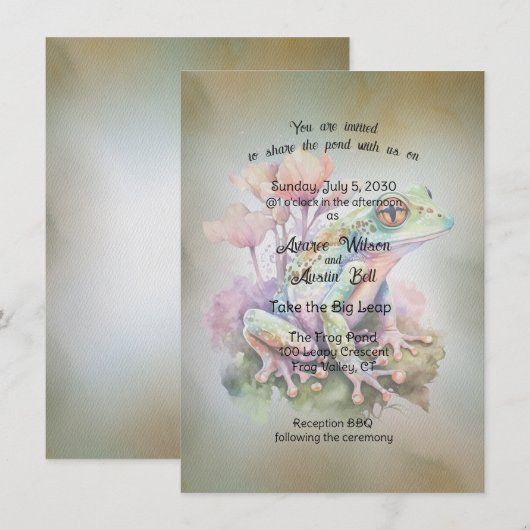 カエルの結婚式 招待状 (正面/裏面)