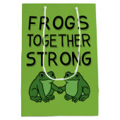 カエルの結束強い ポートランドのカエル抗議 ミディアムペーパーバッグ (裏面)