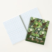 カエルの緑と白の睡蓮のパターン ノートブック (内部)