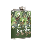 カエルの緑と白の睡蓮のパターン フラスク (右)