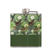 カエルの緑と白の睡蓮のパターン フラスク (裏面)
