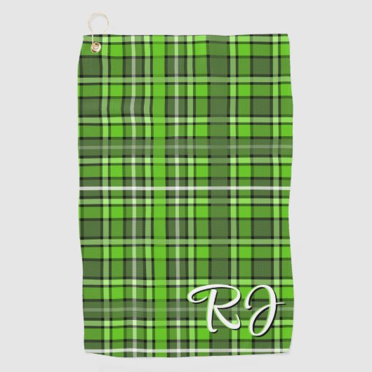 カエルの緑の格子模様 – 緑の色合い ゴルフタオル (正面)