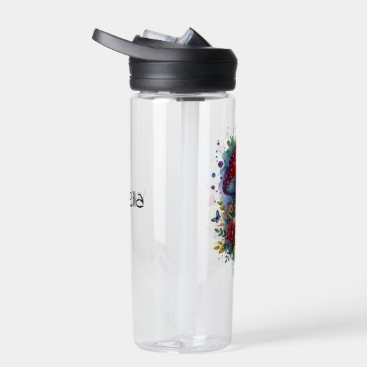 カエルの花チョウとパーソナライズされたキノコ ウォーターボトル (右面)