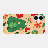 カエルの花咲く春の気分 iPhone 16ケース (裏面横)
