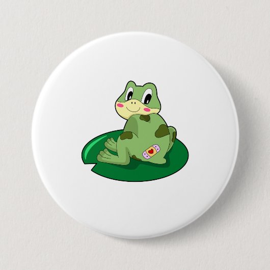 カエルの葉のハート 缶バッジ (正面)