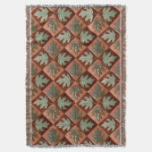 カエルの葉のフリンジ付きスローケット スローブランケット (正面縦)