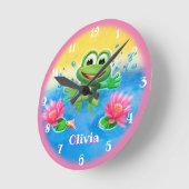 カエルの設計を跳躍させるカスタムな子供の時計 ラウンド壁時計 (傾斜)
