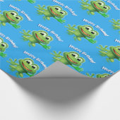 カエルの誕生会の光沢のある包装紙の跳躍 ラッピングペーパー (角)