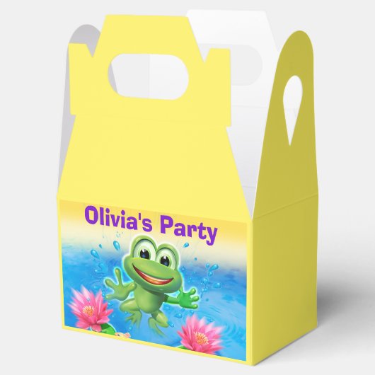 カエルの誕生会の切り妻の好意箱の跳躍。 Yello フェイバーボックス (オープン)